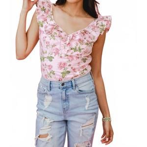 NEW TCEC floral avenue bodysuit in blush